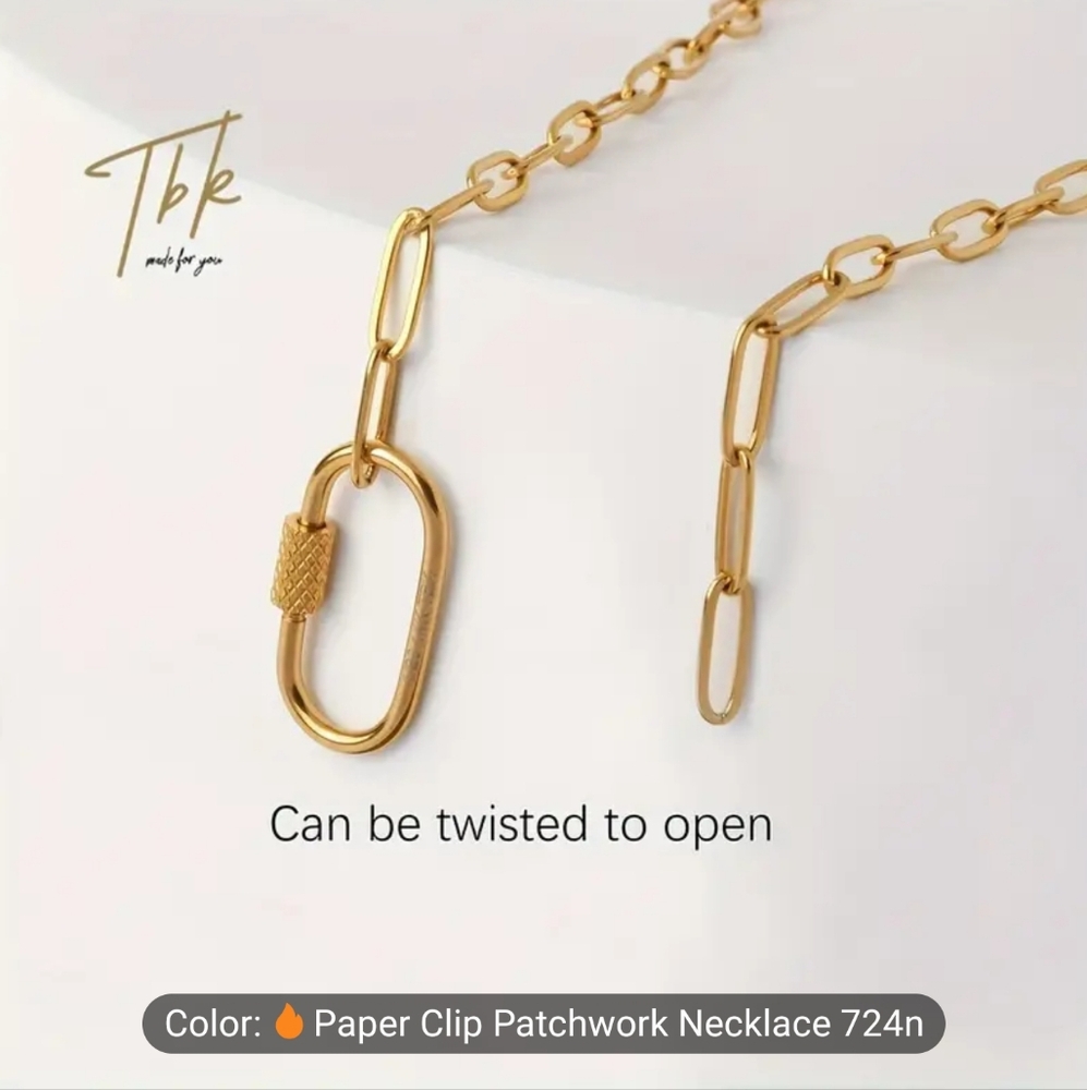 🎉🎉NEW🎉🎉 GORGEOUS!! TITANIUM 18kt Gold Plated Paperclip Necklace